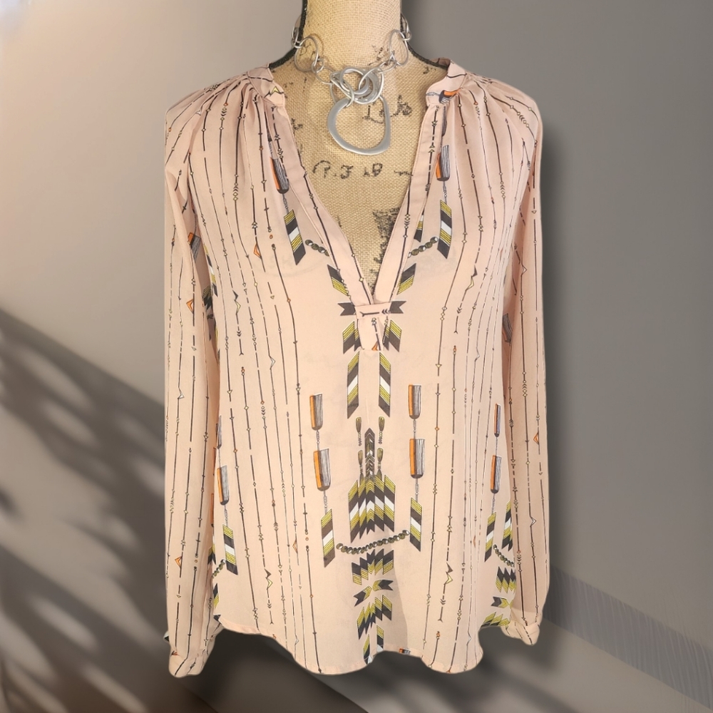 Lumiere Women's Long Sleeve Tunic Bohemian Blouse. Size S